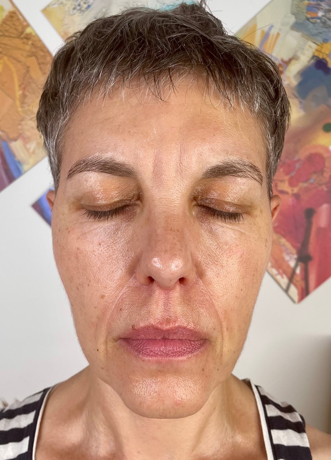 Visage cliente avant séance de massage liftant japonais Kobidô chez LM Harmonie Marseille